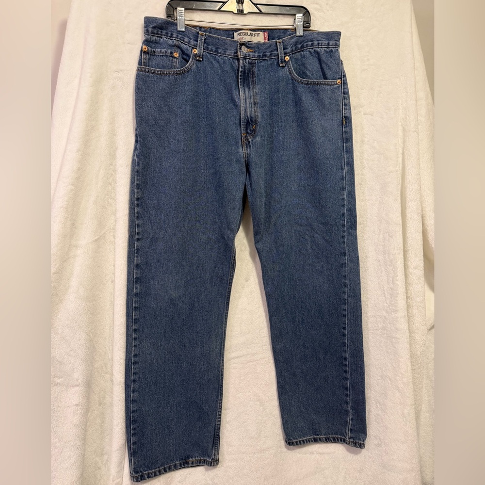 Vintage Y2K Levis 505 Jeans Regular Fit Mens Fits 36 x 30 Blue Heavy Denim 2000s - Picture 2 of 11